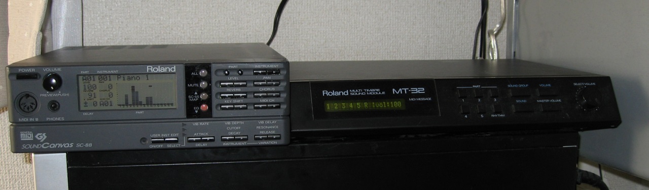 Roland SC-88 (left) and Roland MT-32 (right)
